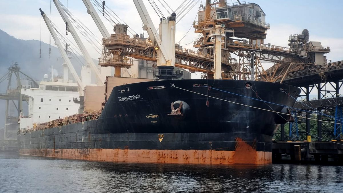 Navio cargueiro atracado no Porto de Santos - 2024